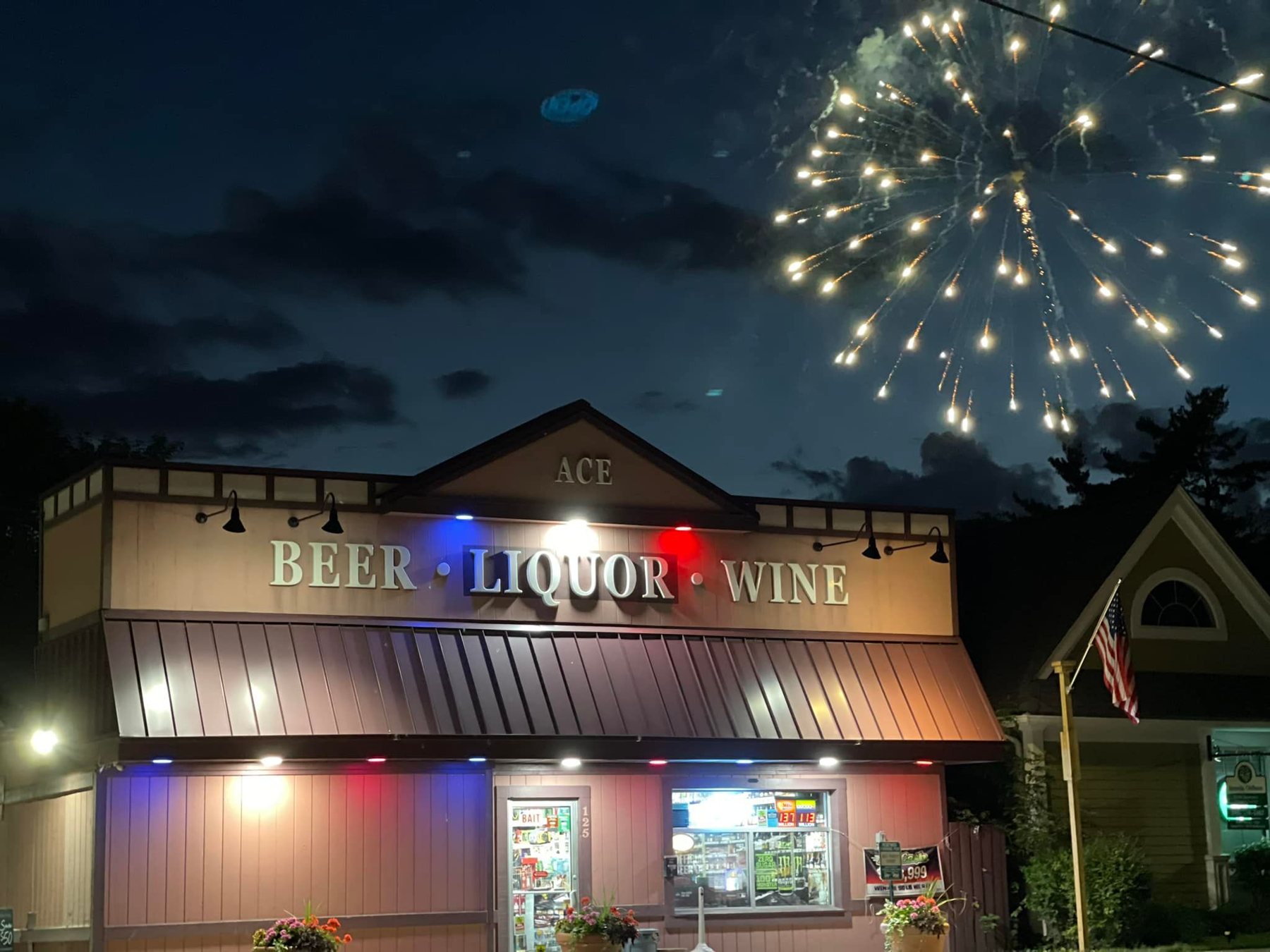 Highland fireworks over the store