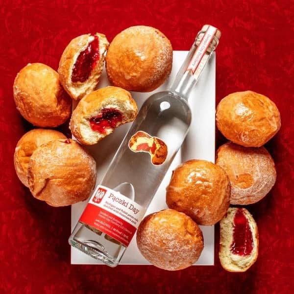 Paczki and a bottle of vodka