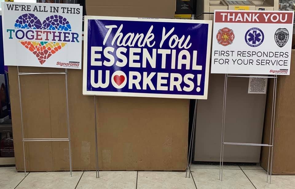 Thank you signs for first responders